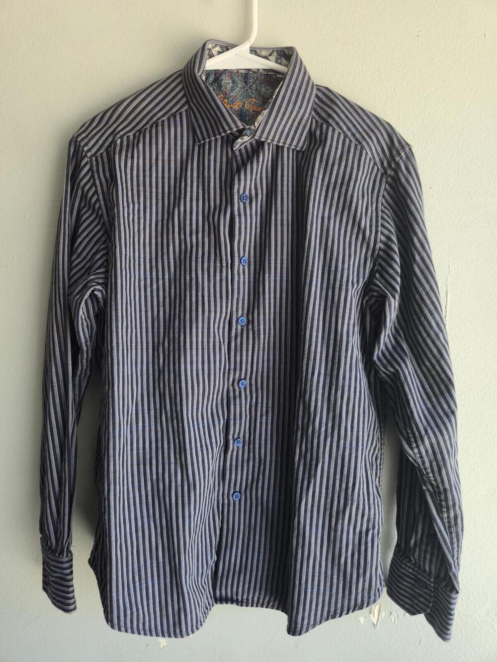 Robert Graham Men's Long Sleeve Striped Dress Shirt Mens Size Large